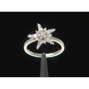 1/4 Ct. Round & Baguette Star Design Genuine Diamond Cluster Ring Sz 7